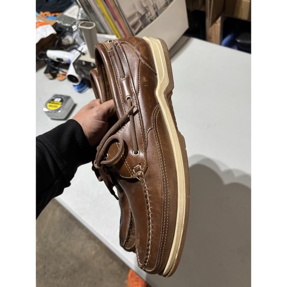 Sebago Schoodic Docksides Boat Shoes Mens 14W Leather Brown Classic Loafers - Picture 4 of 6